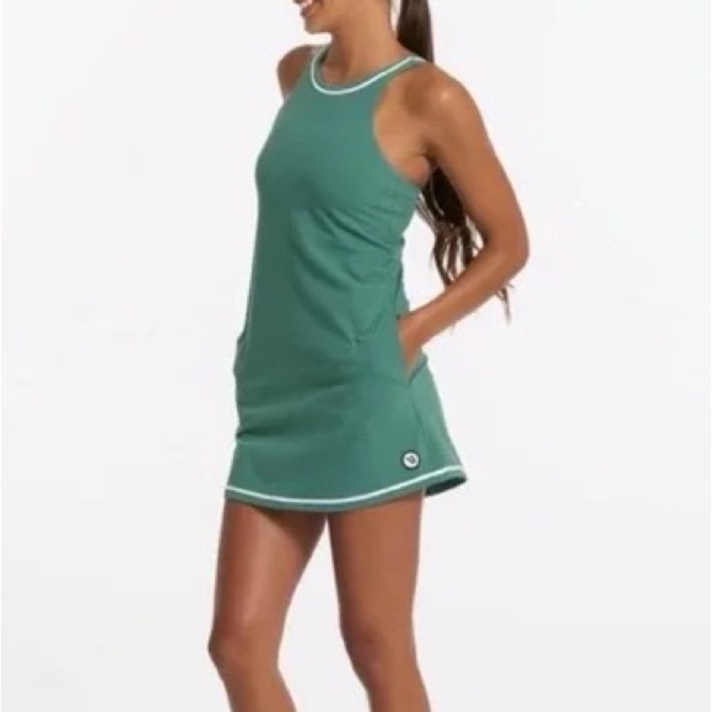 Vuori Teal Green Racerback Mini Dress with White Trim - Picture 12 of 12